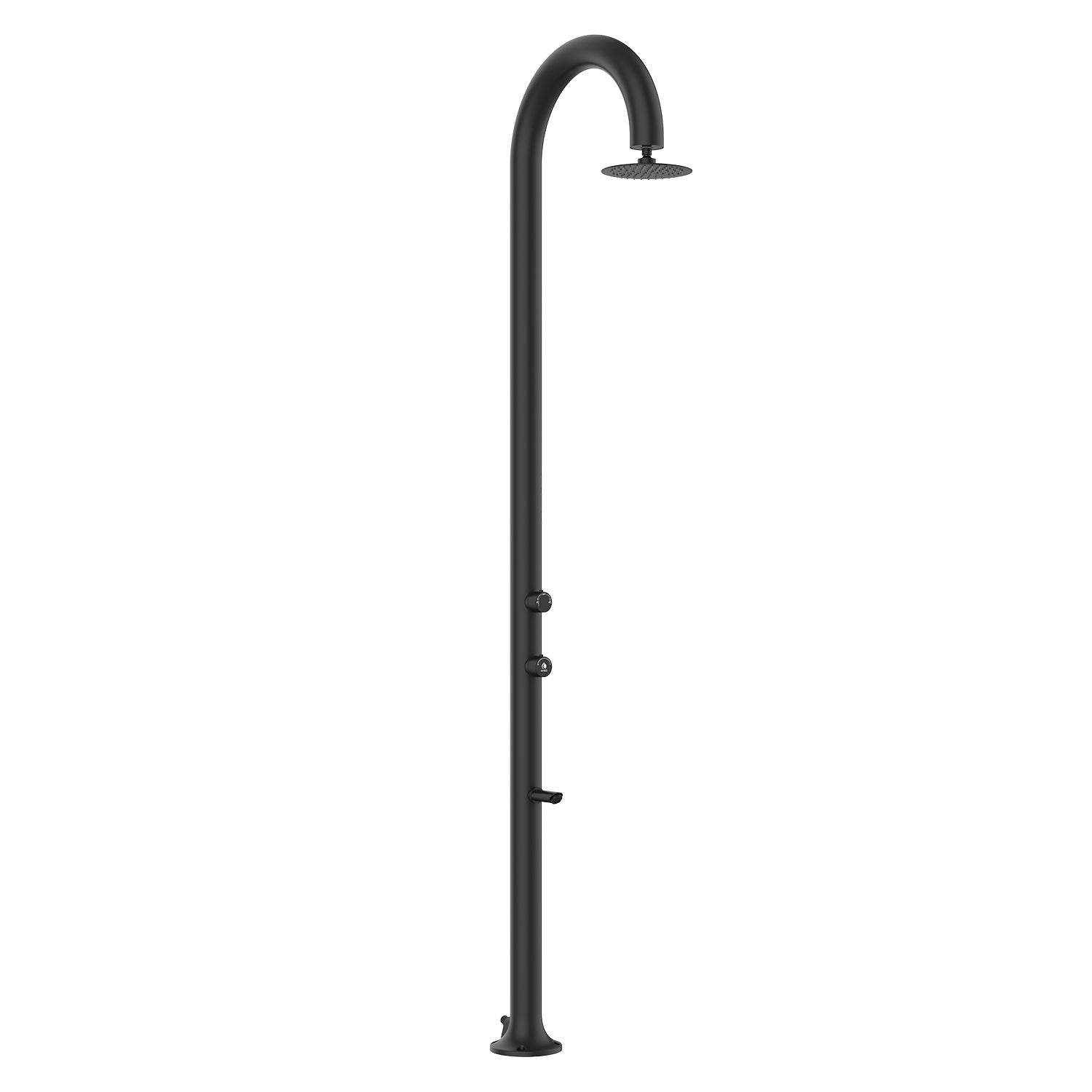 Buitendouche zwart aluminium incl. voetdouche