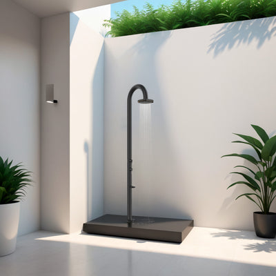 Buitendouche zwart aluminium incl. voetdouche