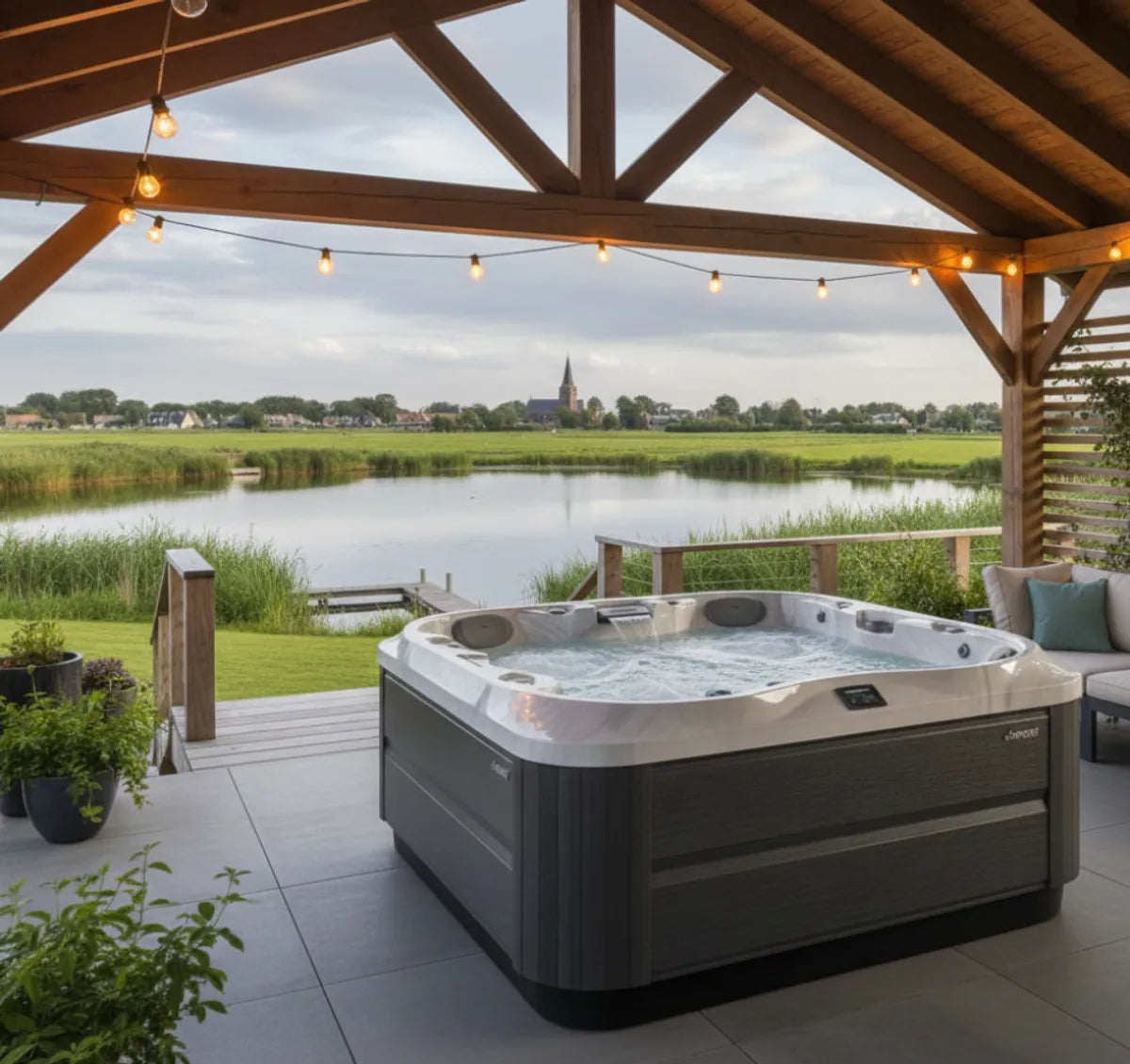 Jacuzzi onder overkapping 