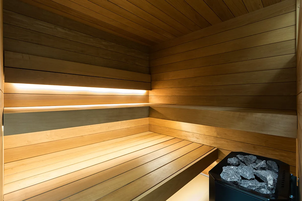 close-up sauna met led-verlichting